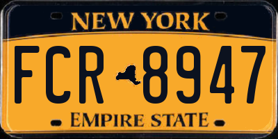 NY license plate FCR8947