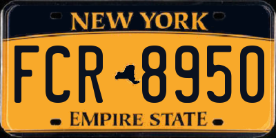 NY license plate FCR8950