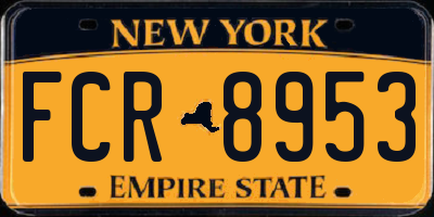 NY license plate FCR8953