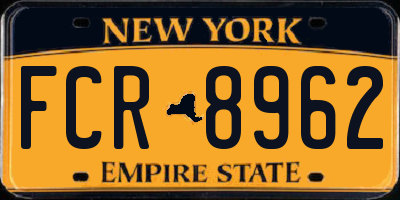 NY license plate FCR8962