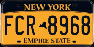 NY license plate FCR8968