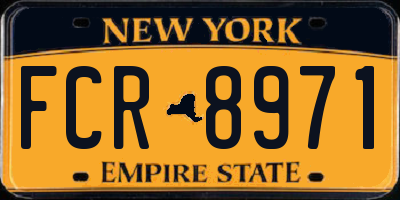 NY license plate FCR8971