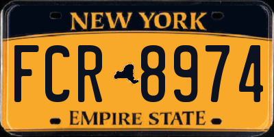 NY license plate FCR8974