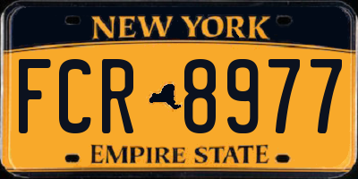 NY license plate FCR8977