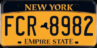 NY license plate FCR8982