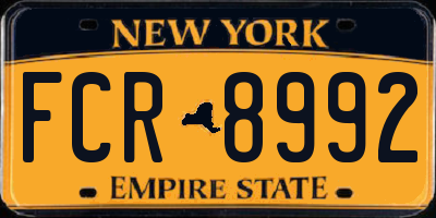 NY license plate FCR8992