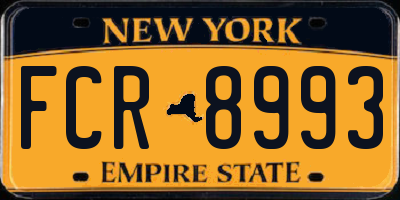 NY license plate FCR8993