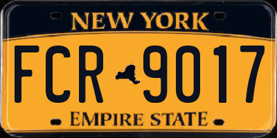 NY license plate FCR9017
