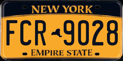 NY license plate FCR9028