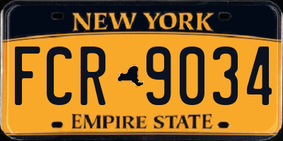NY license plate FCR9034