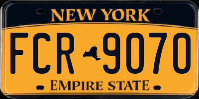 NY license plate FCR9070