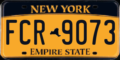NY license plate FCR9073