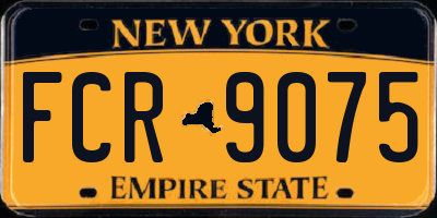 NY license plate FCR9075