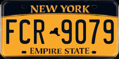 NY license plate FCR9079