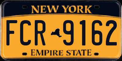 NY license plate FCR9162