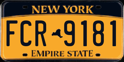 NY license plate FCR9181