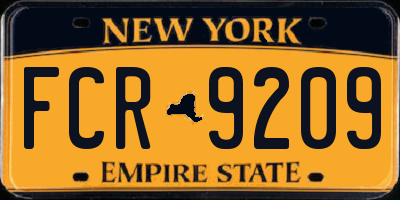 NY license plate FCR9209