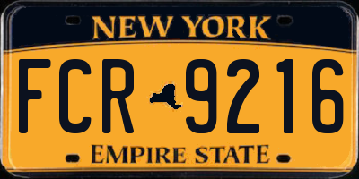 NY license plate FCR9216