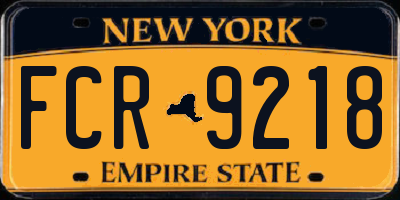 NY license plate FCR9218