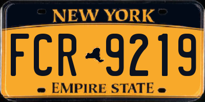 NY license plate FCR9219