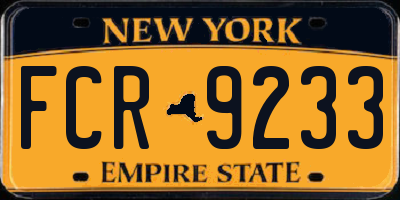 NY license plate FCR9233