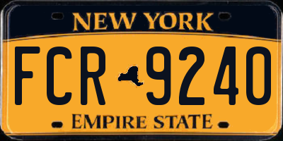 NY license plate FCR9240