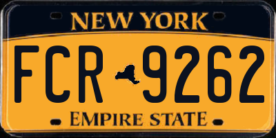 NY license plate FCR9262