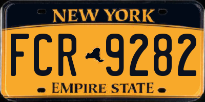NY license plate FCR9282