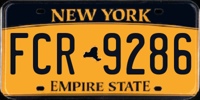NY license plate FCR9286
