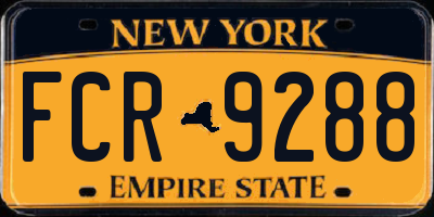 NY license plate FCR9288