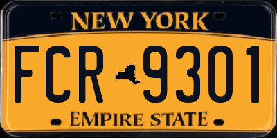NY license plate FCR9301