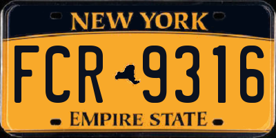 NY license plate FCR9316