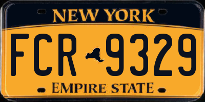 NY license plate FCR9329