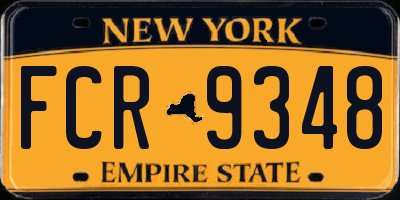 NY license plate FCR9348