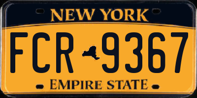 NY license plate FCR9367