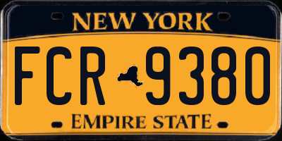 NY license plate FCR9380