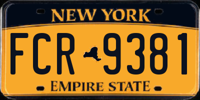 NY license plate FCR9381