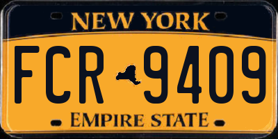 NY license plate FCR9409
