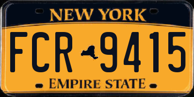 NY license plate FCR9415