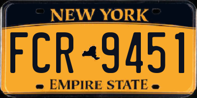 NY license plate FCR9451