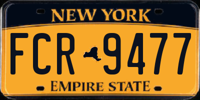 NY license plate FCR9477