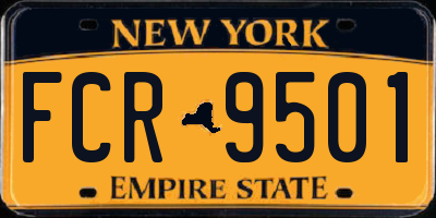 NY license plate FCR9501