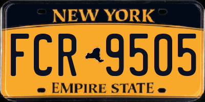 NY license plate FCR9505