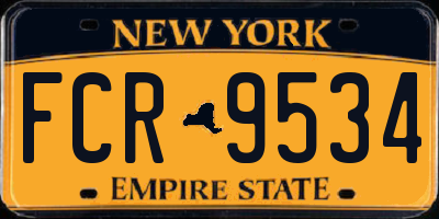 NY license plate FCR9534