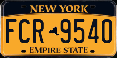 NY license plate FCR9540