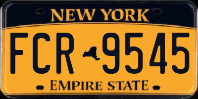 NY license plate FCR9545