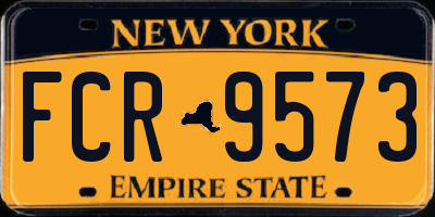 NY license plate FCR9573