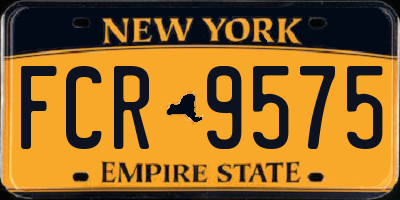 NY license plate FCR9575