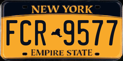 NY license plate FCR9577