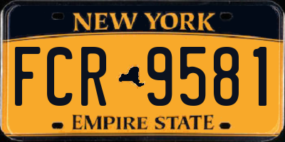 NY license plate FCR9581